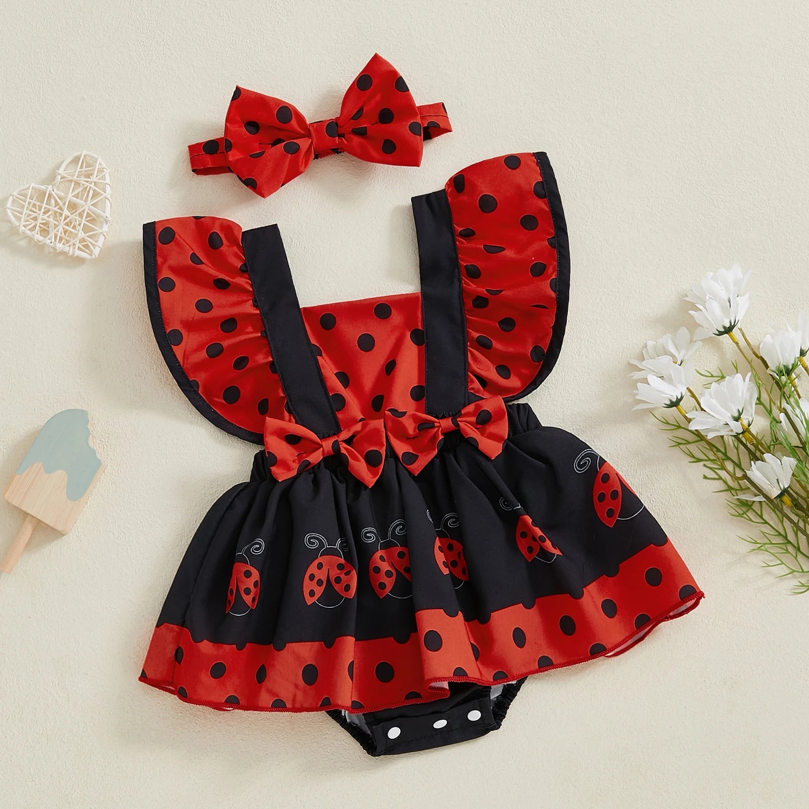 Vestido de bebê joaninha