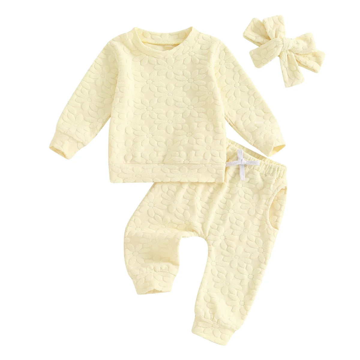Conjunto Manga Longa Floral + Laço | 0-24 Meses