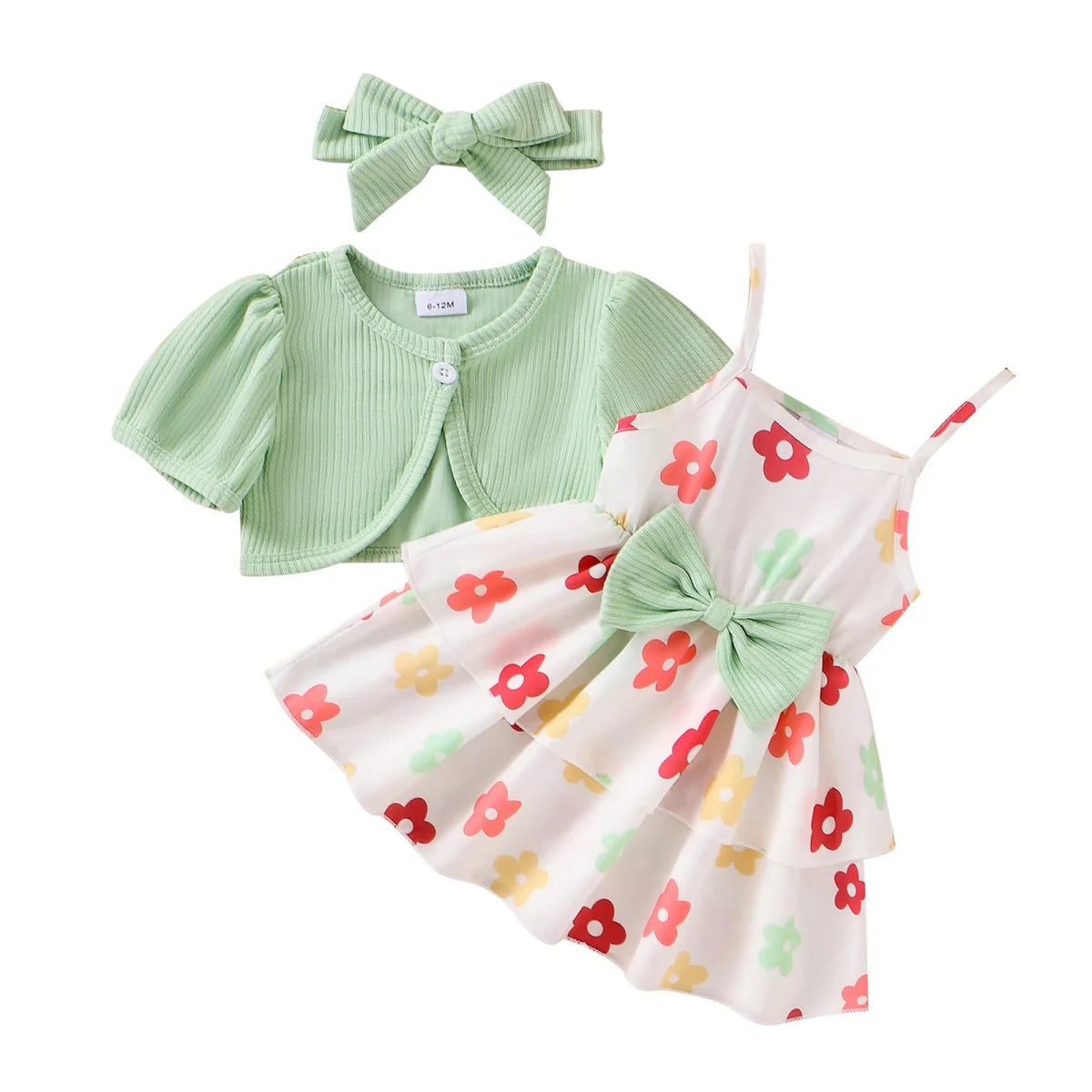 Conjunto Vestido Flores + Cardigan | 6-3 Anos