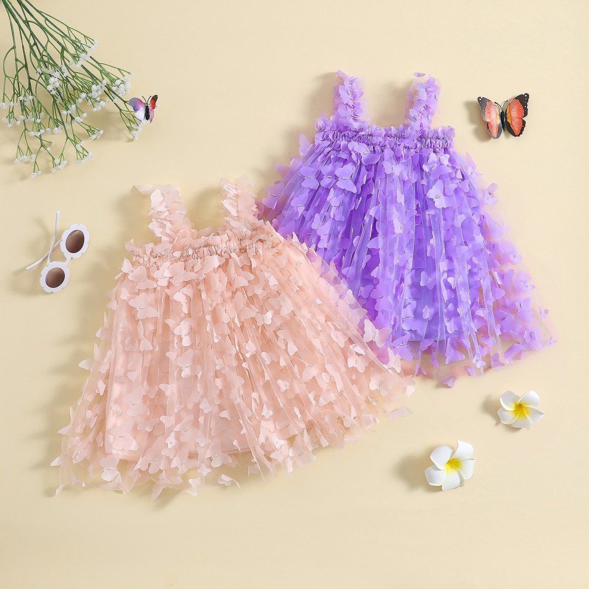Vestido Tule Borboletas Alcinha | 6-24 Meses