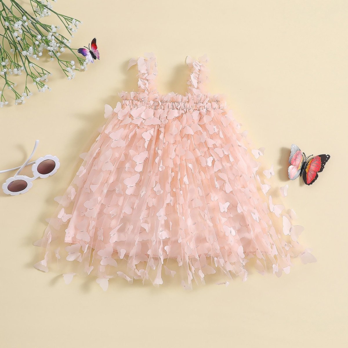 Vestido Tule Borboletas Alcinha | 6-24 Meses