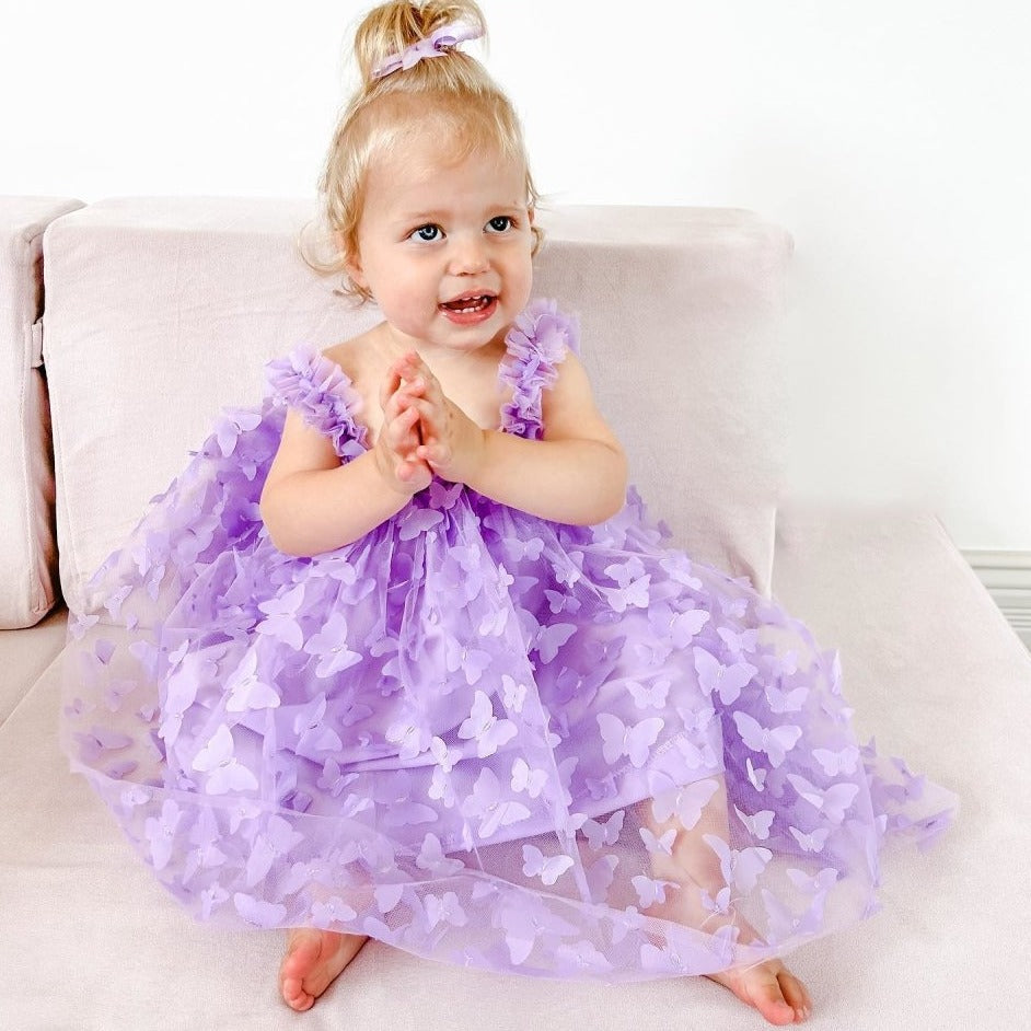 Vestido Tule Borboletas Alcinha | 6-24 Meses