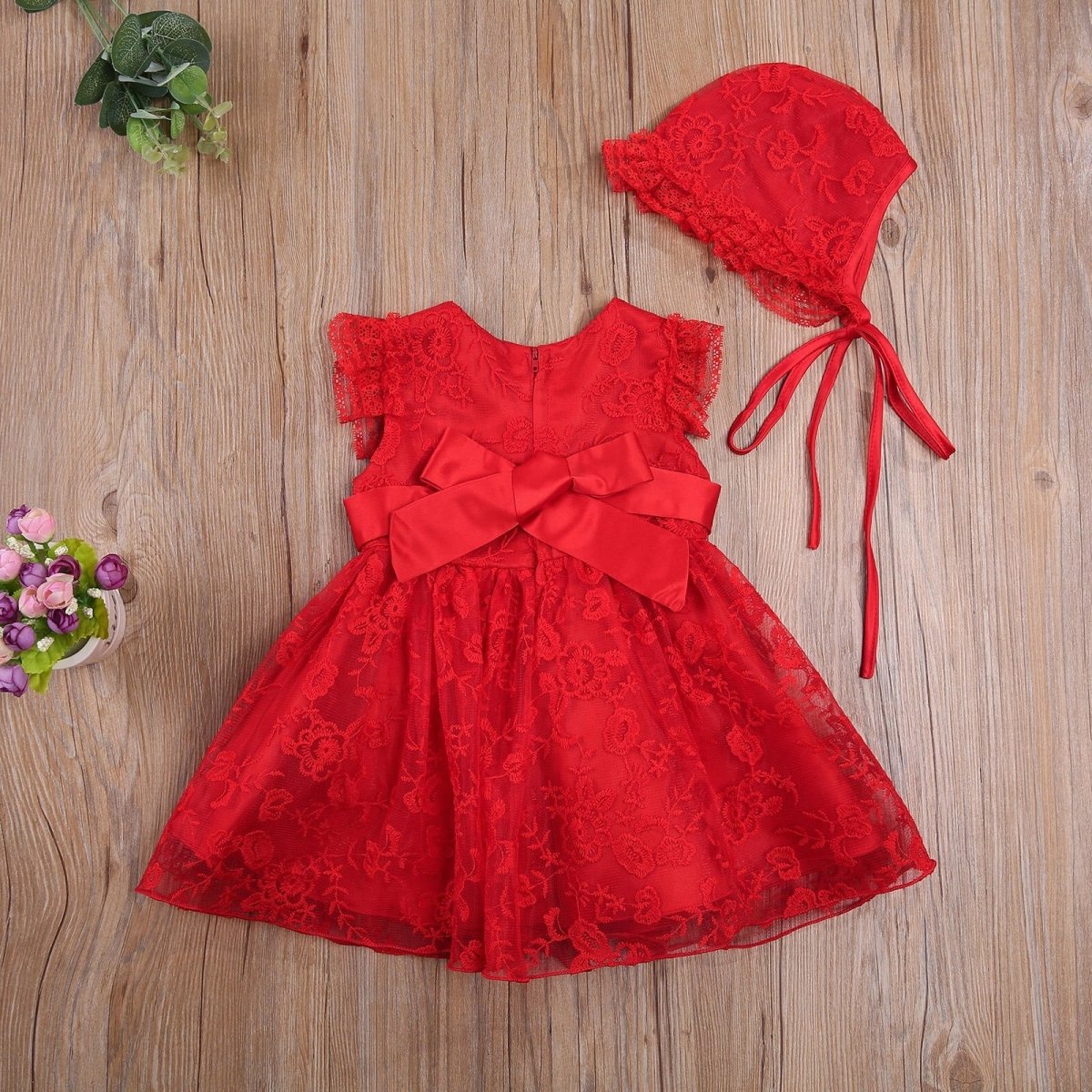 Vestido Renda + Touca | 0-24 Meses