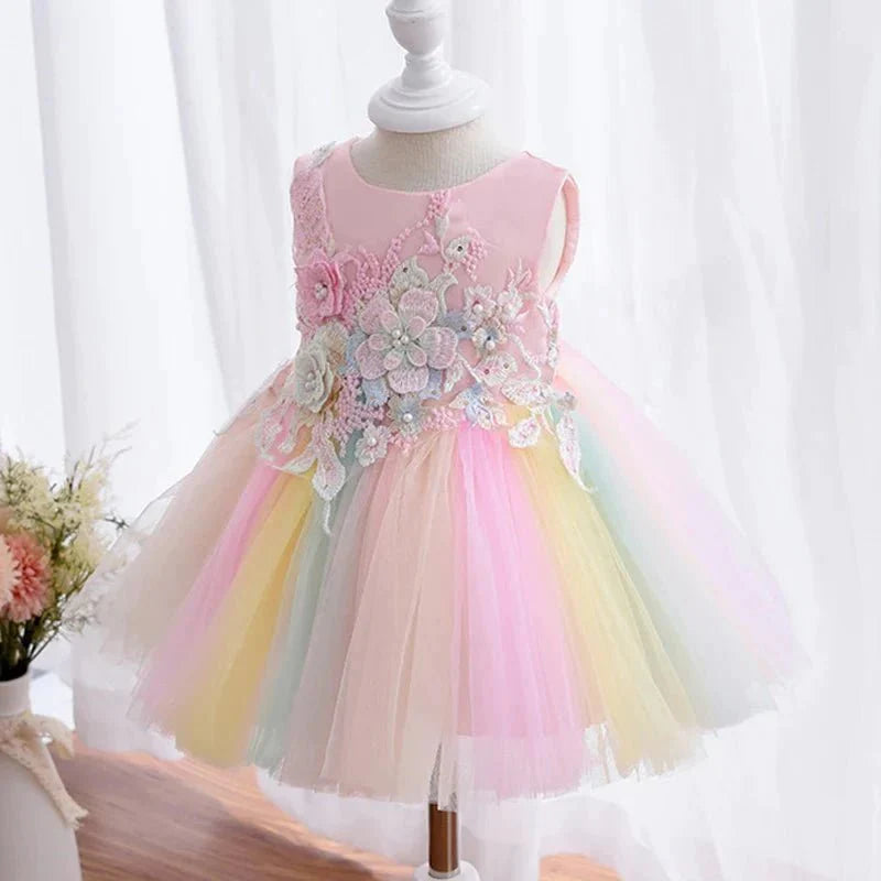 Vestido de Festa Tule Bordado | 0-24 Meses