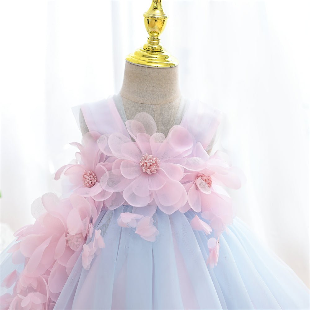 Vestido de Festa Tule Flores 3D | 6M-4 Anos