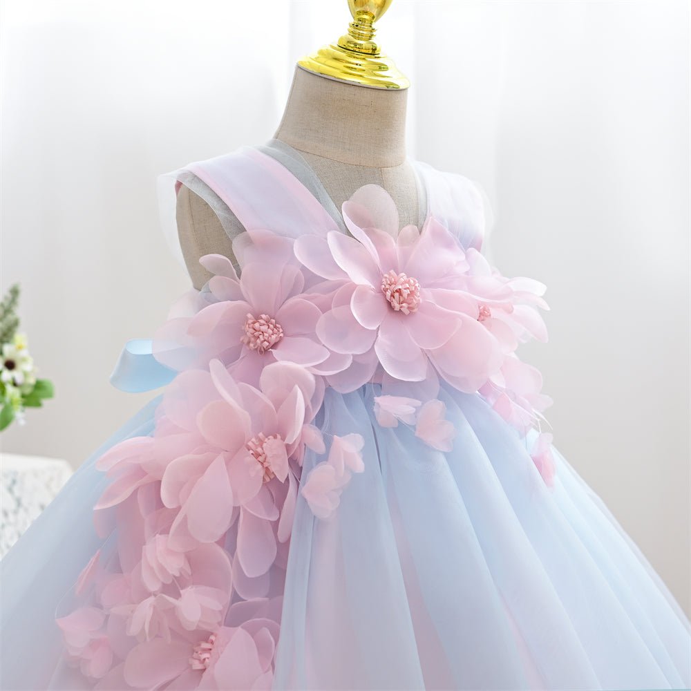 Vestido de Festa Tule Flores 3D | 6M-4 Anos