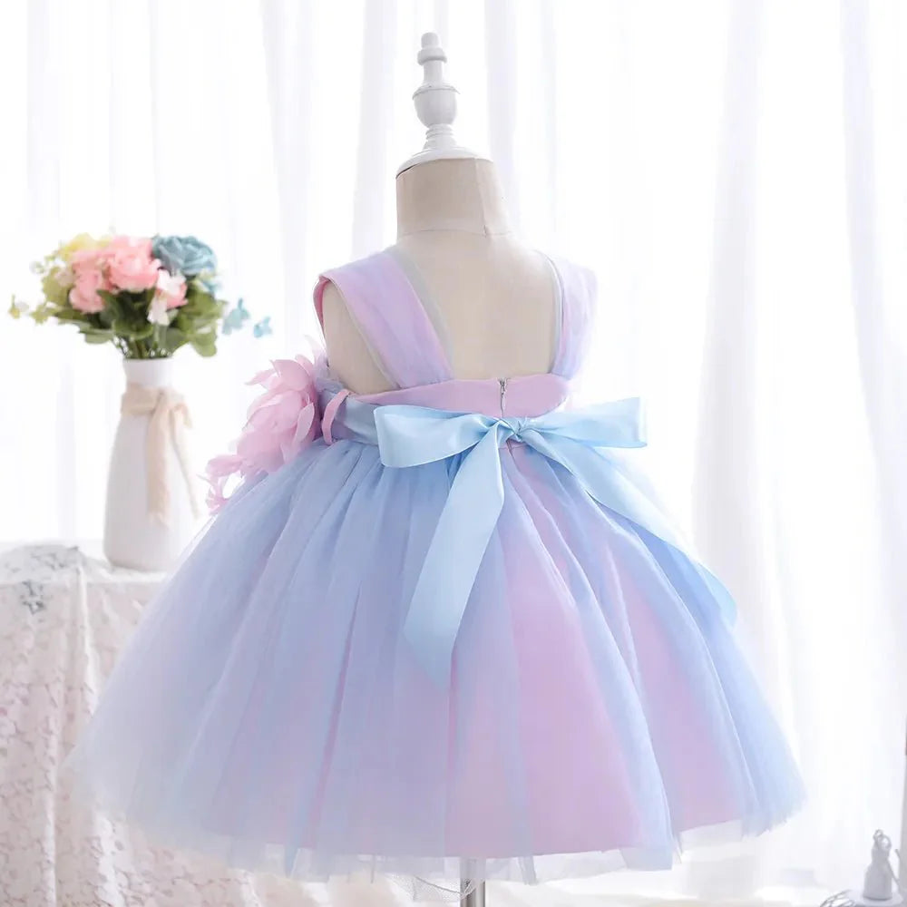Vestido de Festa Tule Flores 3D | 6M-4 Anos