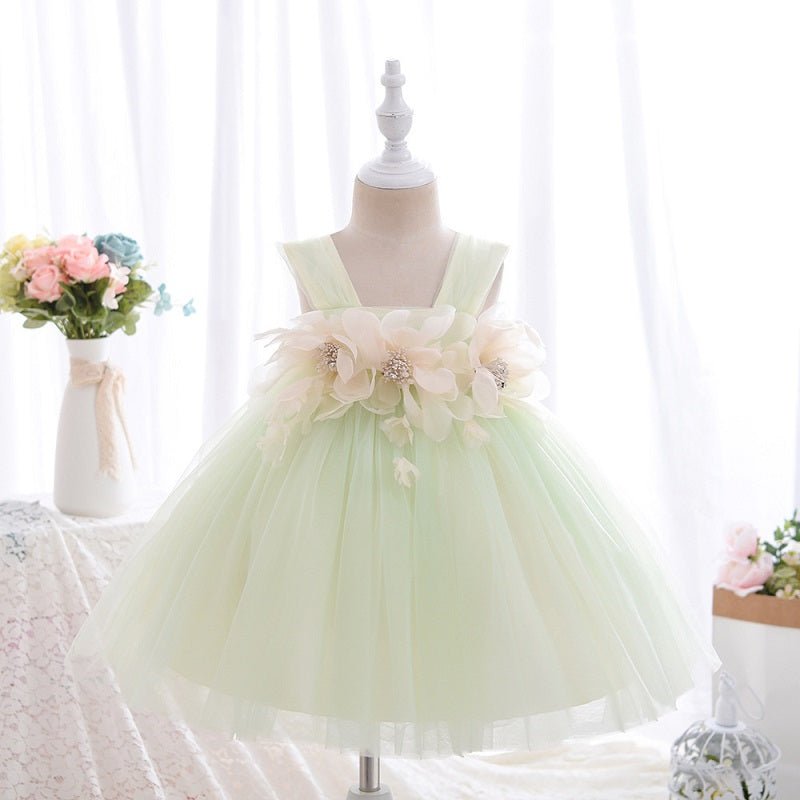 Vestido de Festa Tule Flores 3D | 6M-4 Anos