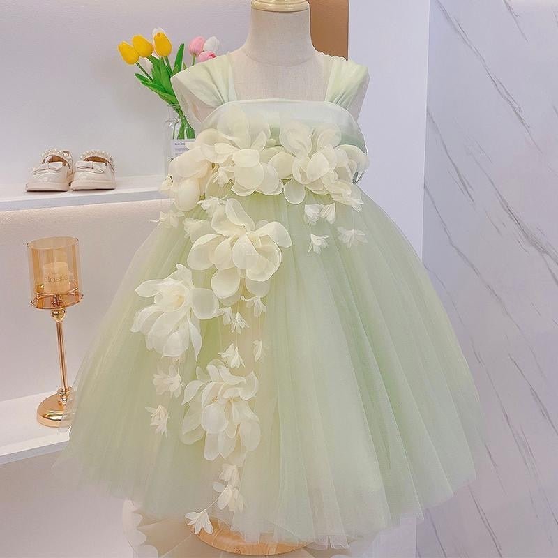 Vestido de Festa Tule Flores 3D | 6M-4 Anos