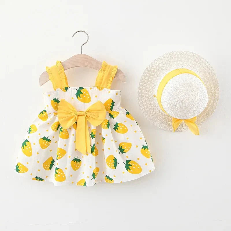 Vestido Morango + Chapéu | 6M-24 Meses