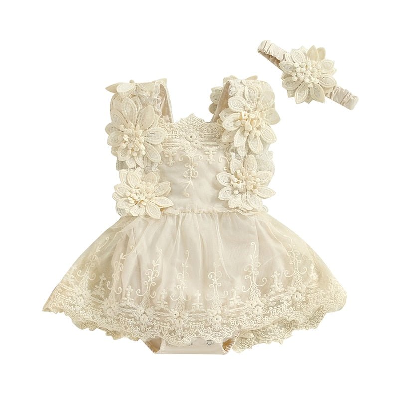 Vestido Tule Bordado + Laço | 0-18 Meses