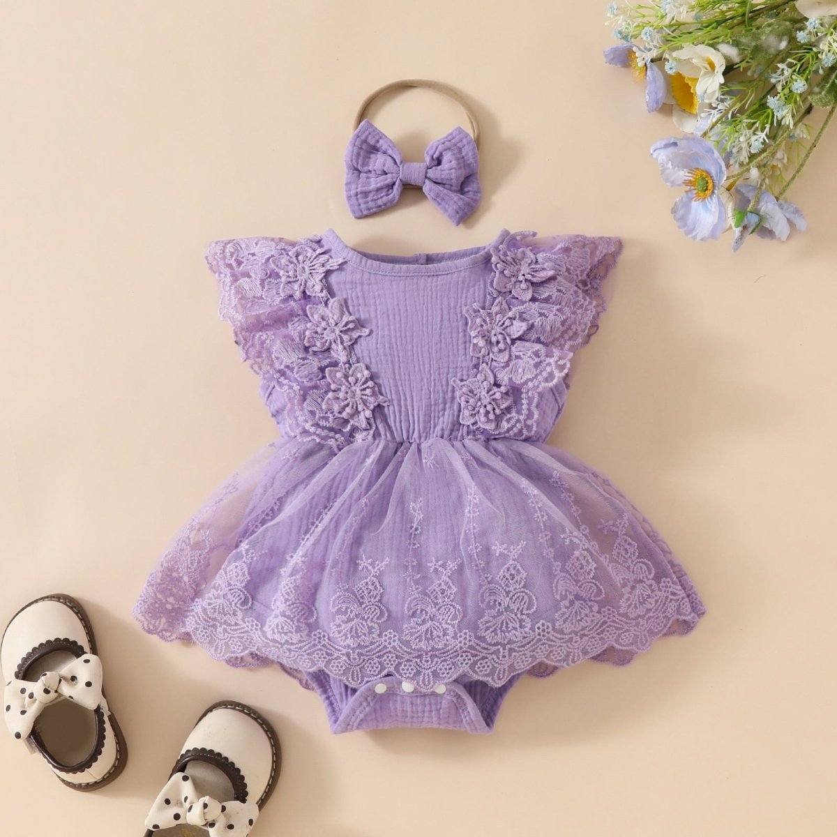 Vestido Tule Babado + Laço | 0-18 Meses