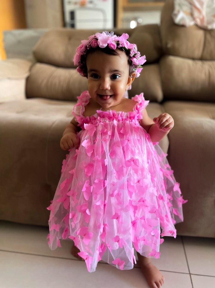 Vestido Tule Borboletas Alcinha | 6-24 Meses