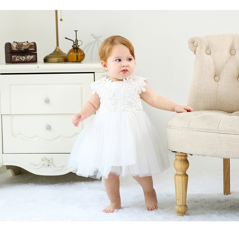 Vestido Tule Bordado Flores | 0-24 Meses