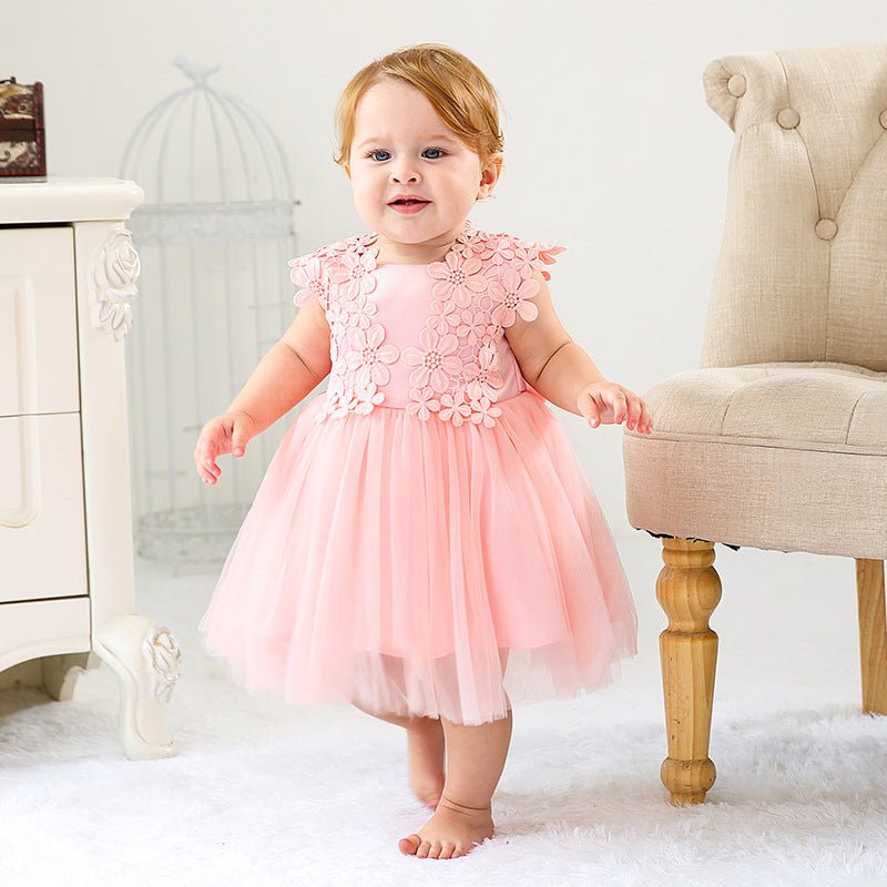 Vestido Tule Bordado Flores | 0-24 Meses