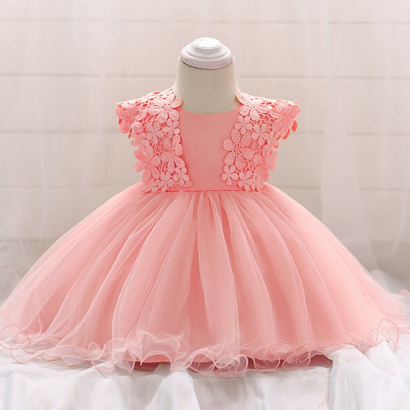 Vestido Tule Bordado Flores | 0-24 Meses