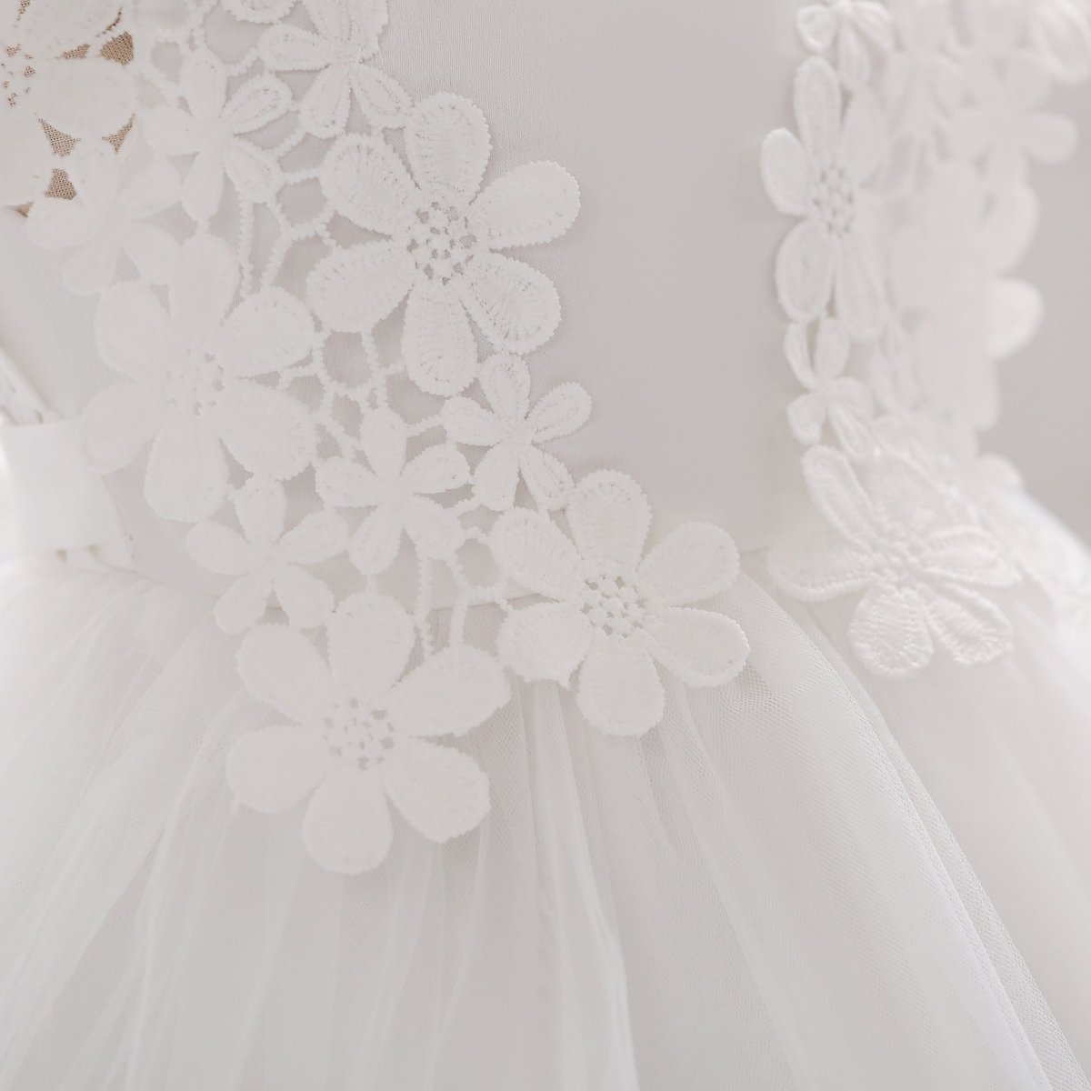 Vestido Tule Bordado Flores | 0-24 Meses