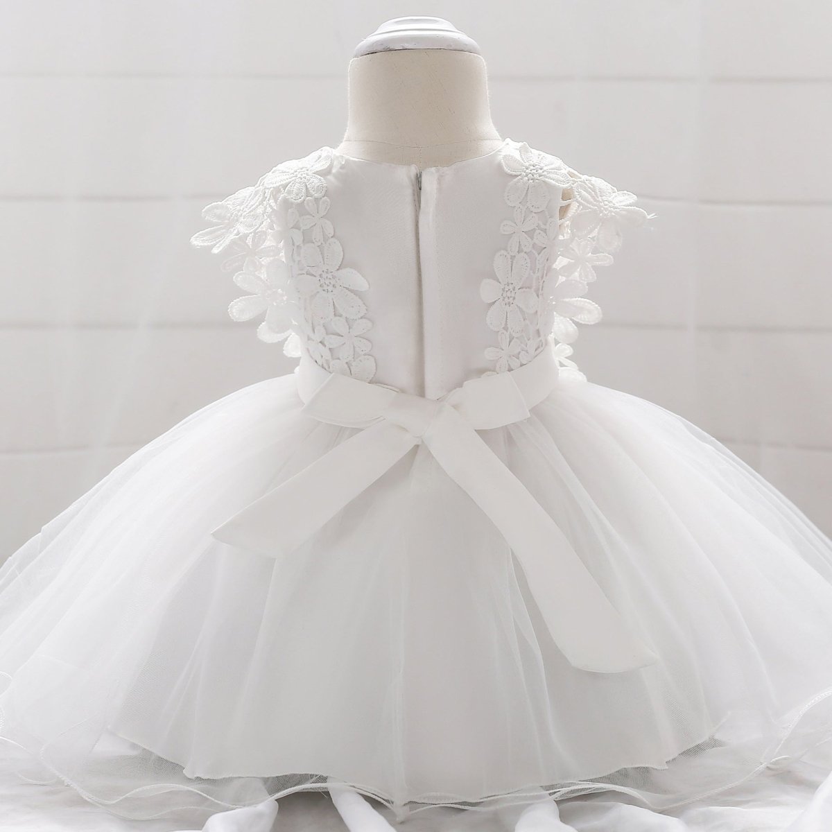 Vestido Tule Bordado Flores | 0-24 Meses