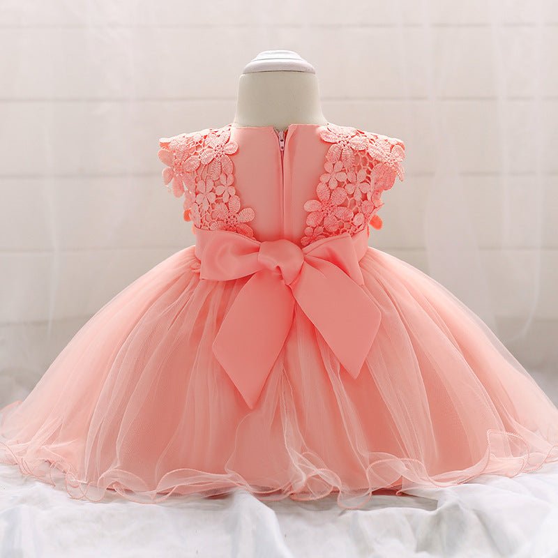 Vestido Tule Bordado Flores | 0-24 Meses