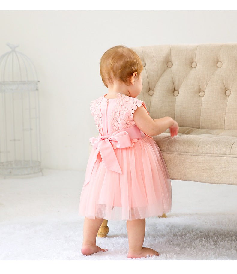 Vestido Tule Bordado Flores | 0-24 Meses