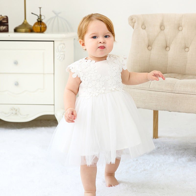 Vestido Tule Bordado Flores | 0-24 Meses
