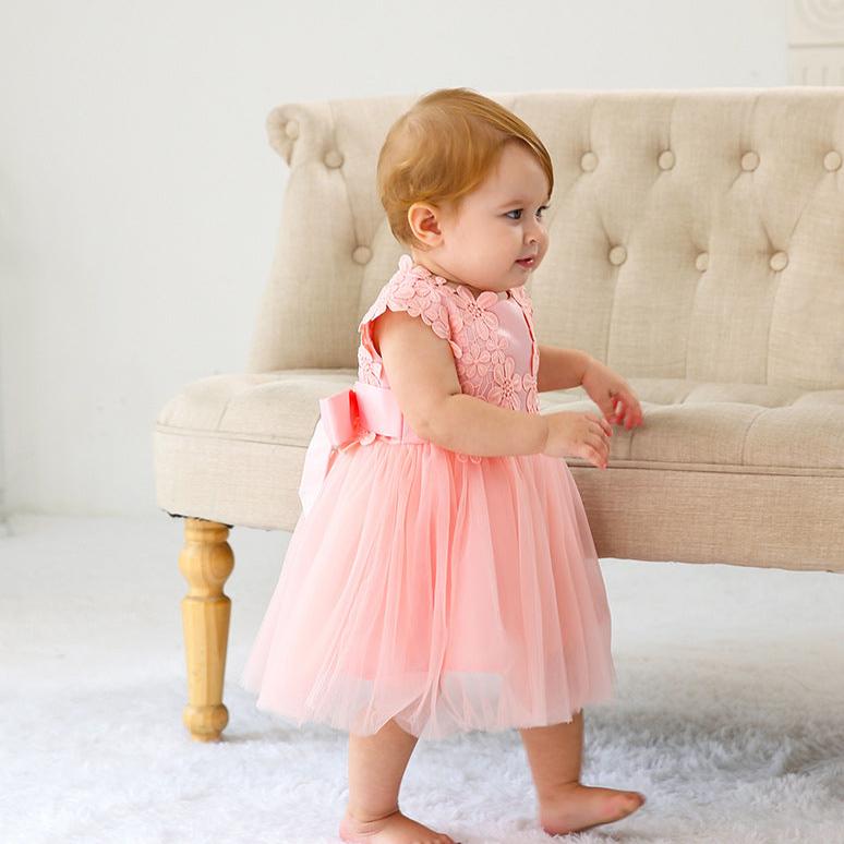 Vestido Tule Bordado Flores | 0-24 Meses
