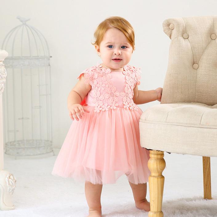 Vestido Tule Bordado Flores | 0-24 Meses