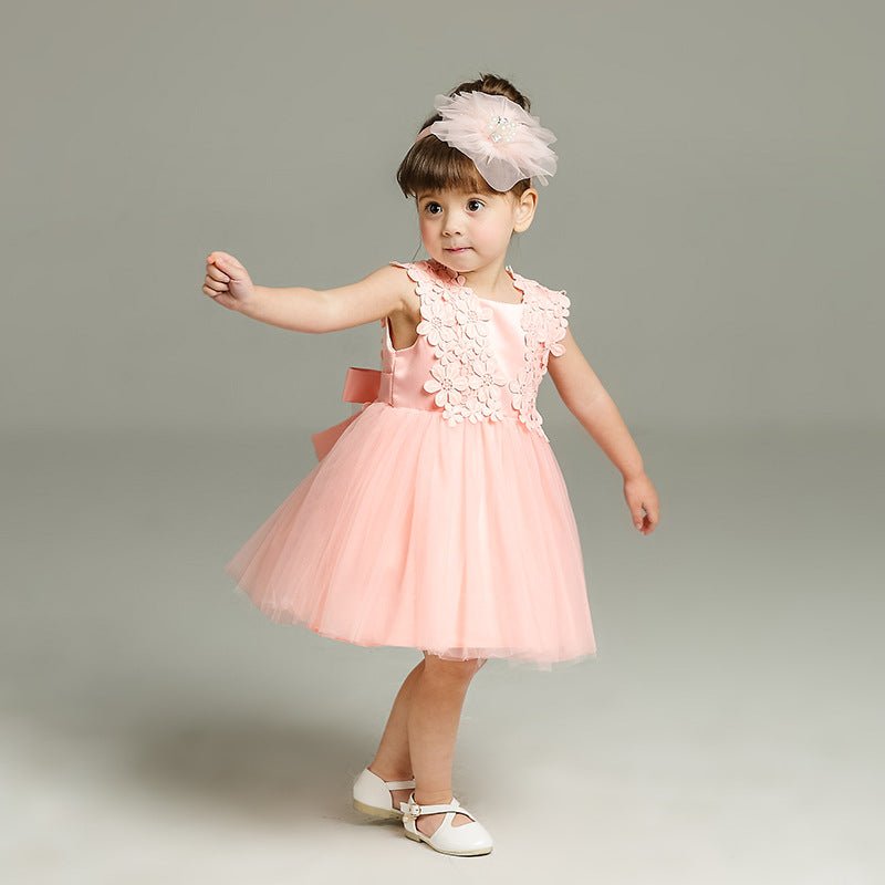Vestido Tule Bordado Flores | 0-24 Meses