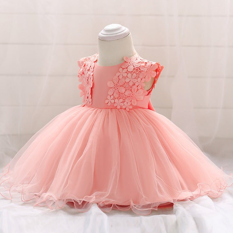 Vestido Tule Bordado Flores | 0-24 Meses