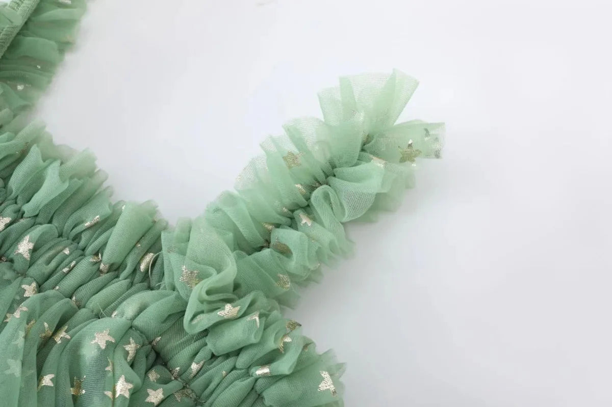 Vestido Tule Brilhoso Estrelinhas | 6M-3 Anos