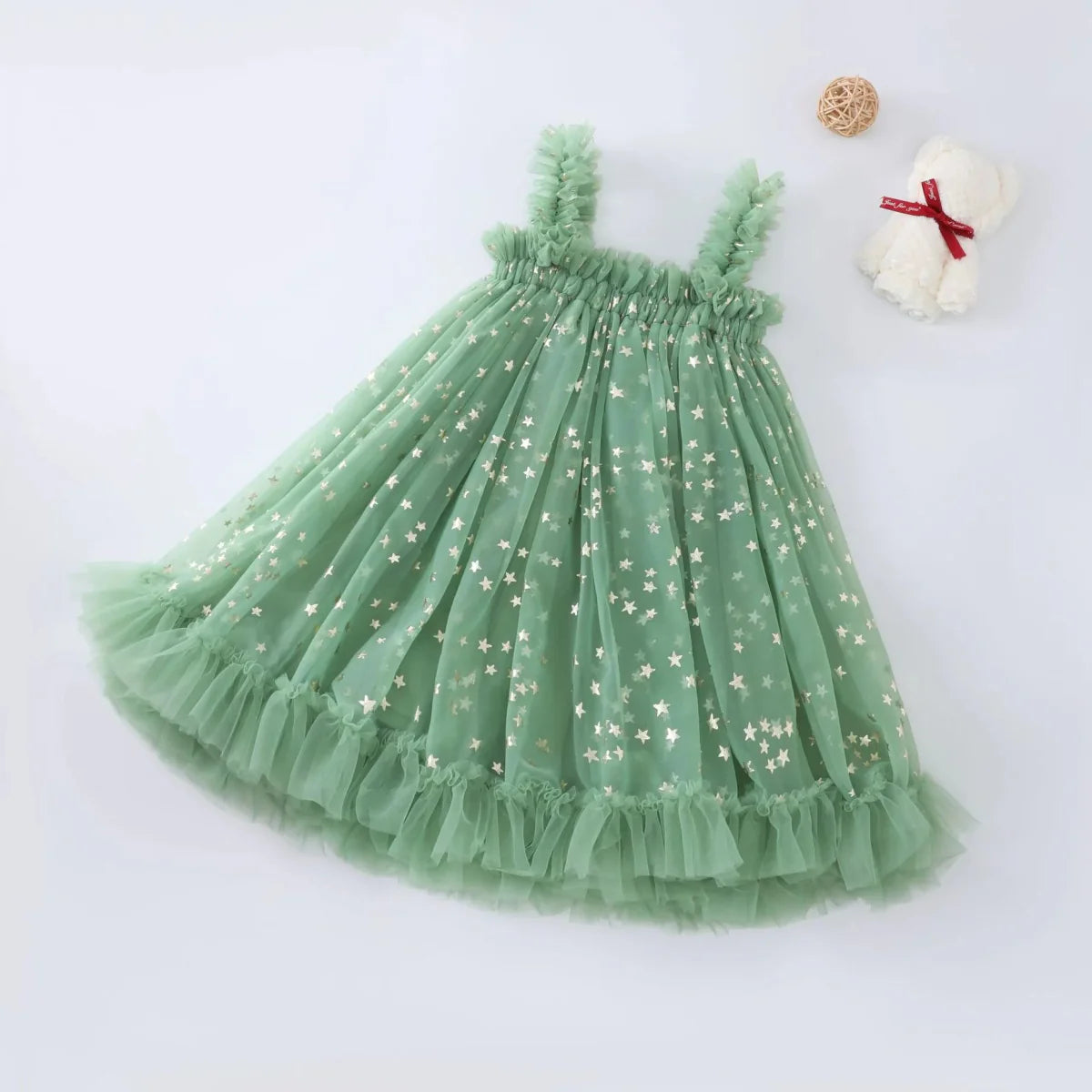 Vestido Tule Brilhoso Estrelinhas | 6M-3 Anos