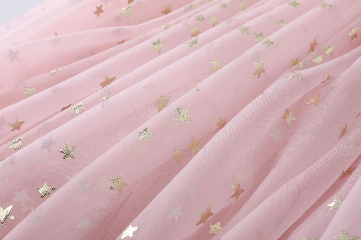 Vestido Tule Brilhoso Estrelinhas | 6M-3 Anos