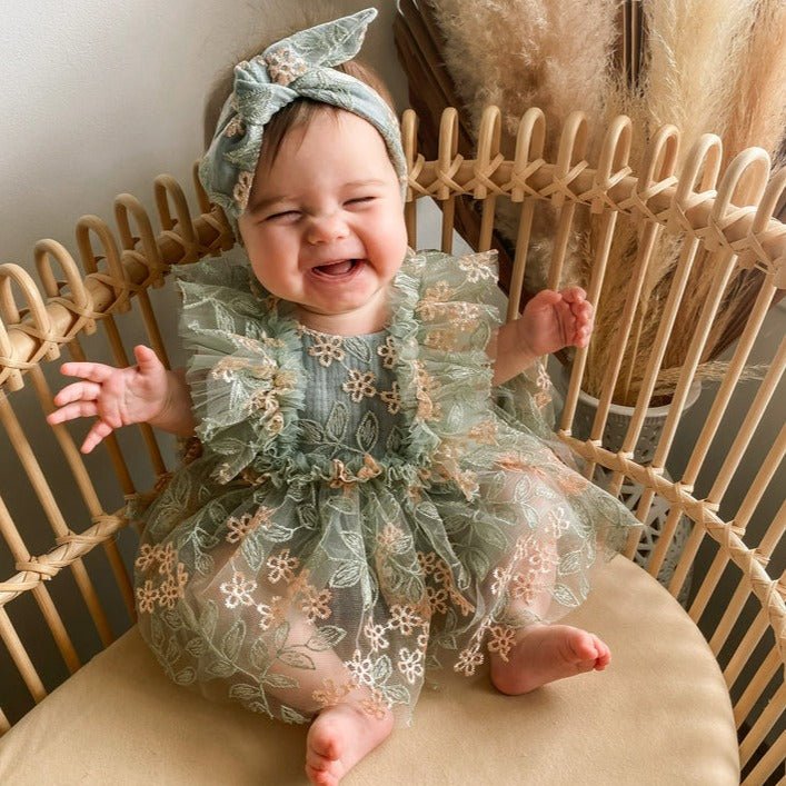 Vestido Tule Flores Bordado | 0-24 Meses